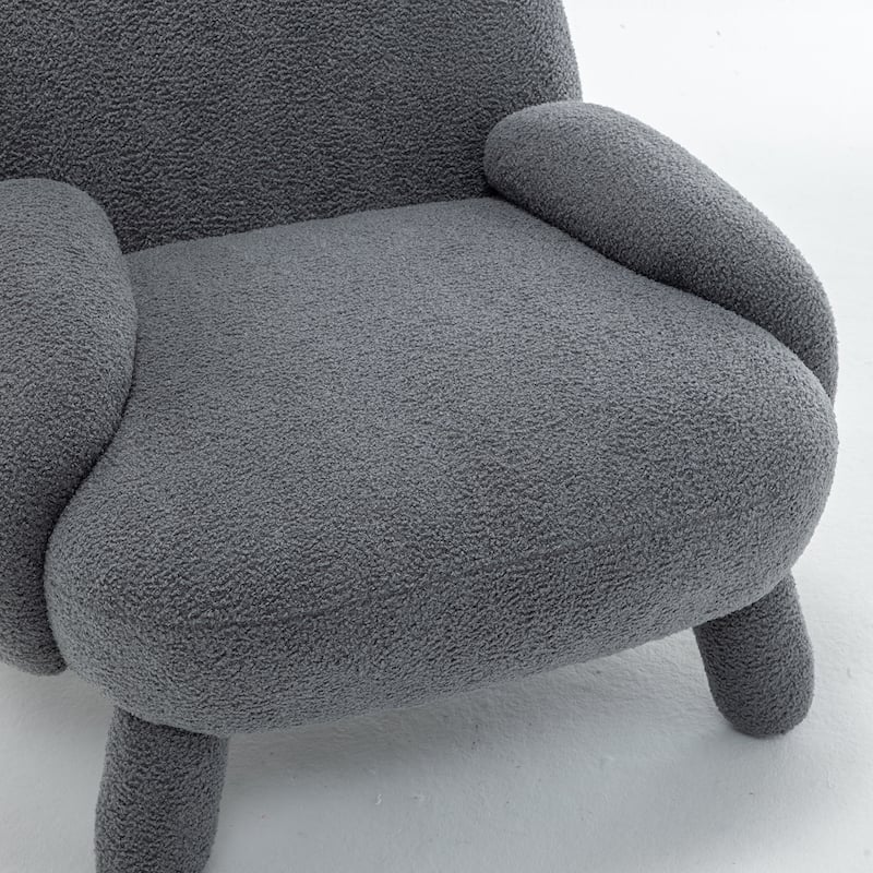 SEYNAR Modern Faux Sherpa Upolstered High Back Armless Accent Chair Set of 2