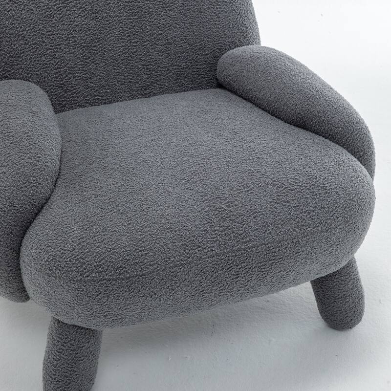 SEYNAR Modern Faux Sherpa Upolstered High Back Armless Accent Chair