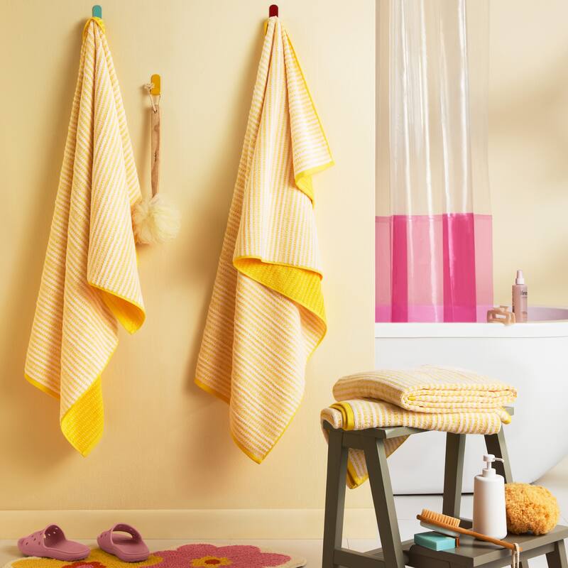TOWN & COUNTRY PLAY 4-Piece Striped Reversible Terry Brights Bath Towel Set - 30"x58"