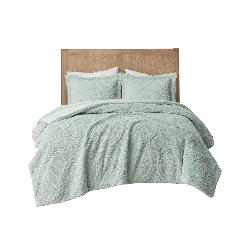 GDF Studio - Arya Embroidered Medallion Fake Fur Ultra Plush Comforter Mini Set