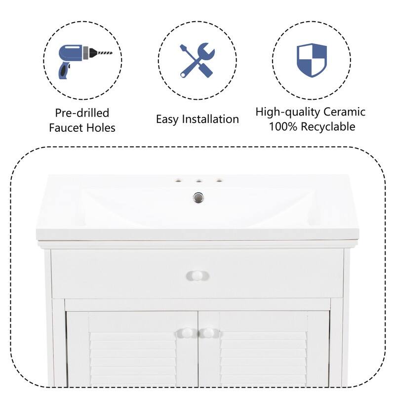 30" Bathroom Vanity with Sink,Two Doors and One Drawer
