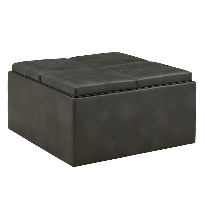 Montrose Dark Grey Storage Ottoman by iNSPIRE Q Bold - Grey Faux Leather