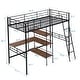 preview thumbnail 9 of 12, Twin Size Metal Loft Bed And Built-In Desk And Shelves