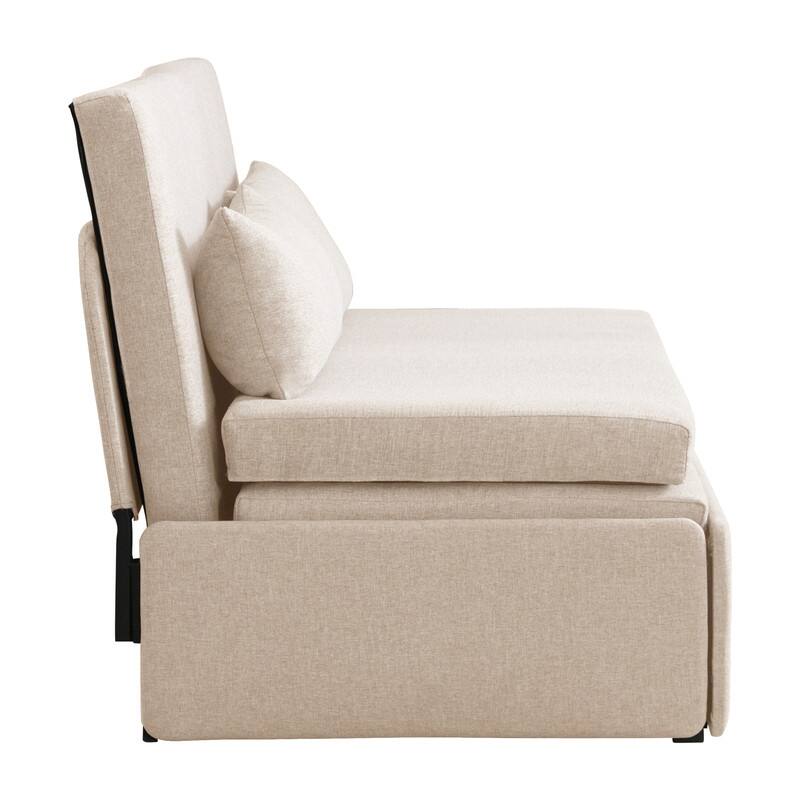 Mixoy Linen 2-in-1 Convertible Sofa Bed,Twin/Queen Pull Out Sleeper Sofa with Mattress,Cushions
