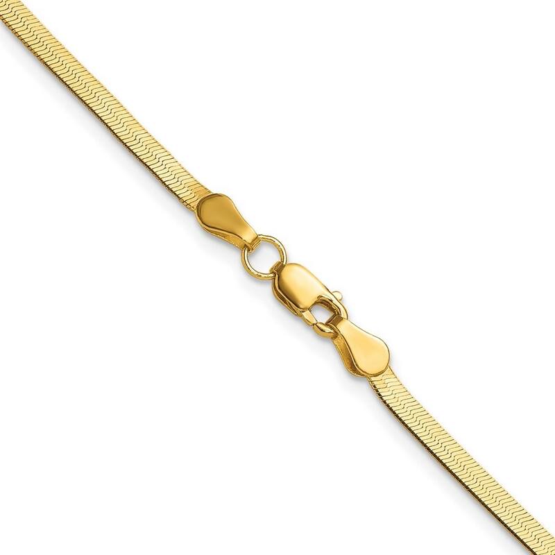 Curata 10k Yellow Gold 2.5mm Silky Herringbone Chain Bracelet Options: 7" 8" 9"