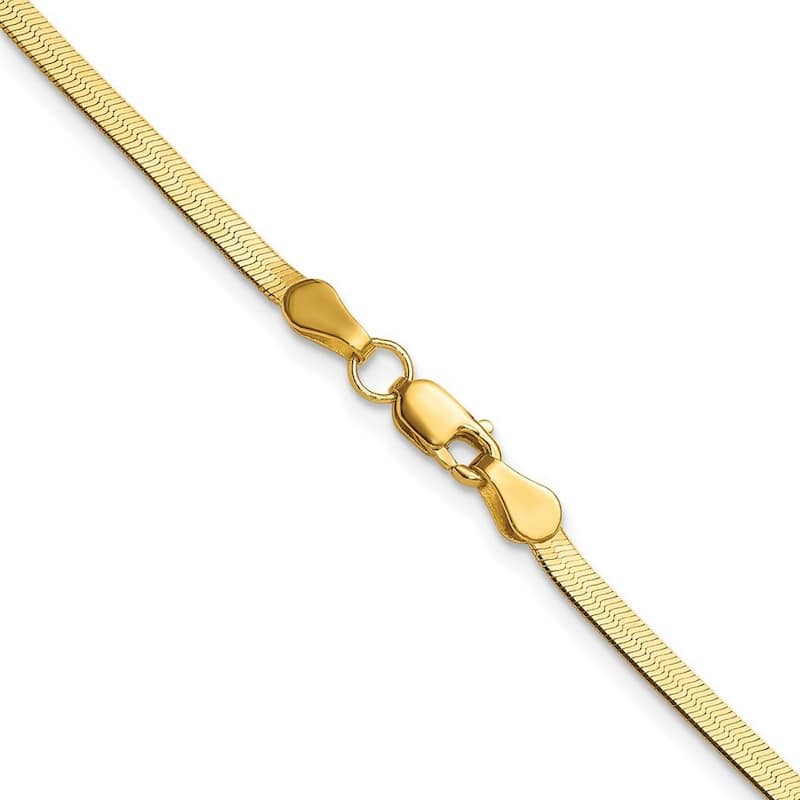 Curata 10k Yellow Gold 2.5mm Silky Herringbone Chain Necklace (Lobster)