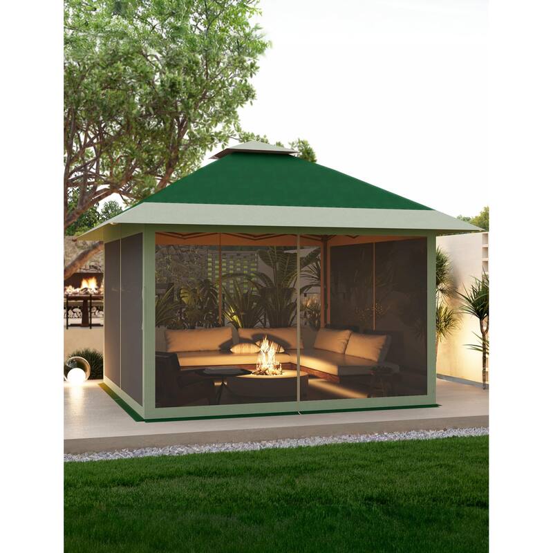 13x13 Pop Up Gazebo Outdoor Canopy Shelter - Green