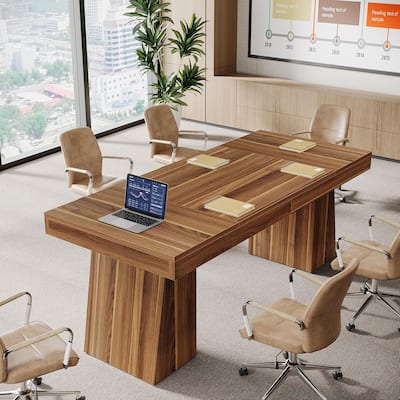 55.1" W Conference Table for 4-6 People, Modern Meeting Table