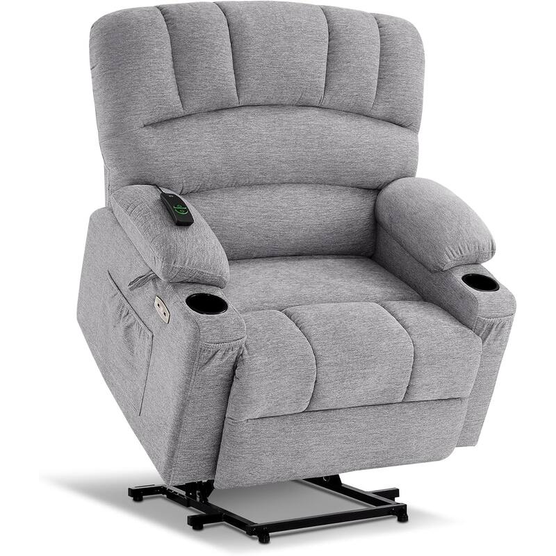 MCombo Recliner Chair Sofa with Massage and Heat, Fabric R7096 (Medium-Wide)