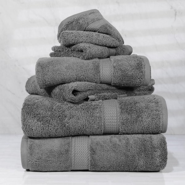 Superior Egyptian Cotton Pile Heavyweight 6-Piece Towel Set - 6-Piece Set - Charcoal