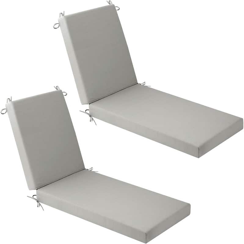 WINSOON Chaise Lounge Cushions Outdoor 80 x 26 x 3 Inch - Light Gray x2