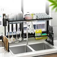 SONGMICS Dish Drying Rack, Stainless Steel Dish Rack with Rotatable Spout,  Drainboard, Fingerprint-Resistant Dish Drainers for Kitchen Counter, 12.5 x  22.5 in, Silver and Gray UKCS030E01 - Yahoo Shopping