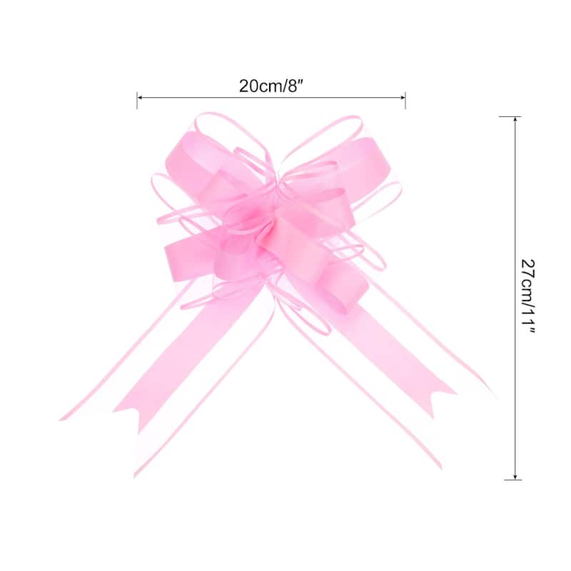10pcs 9" Large Pull Bow Gift Wrapping Big Organza Bows Ribbon - Pink - 11 Inch