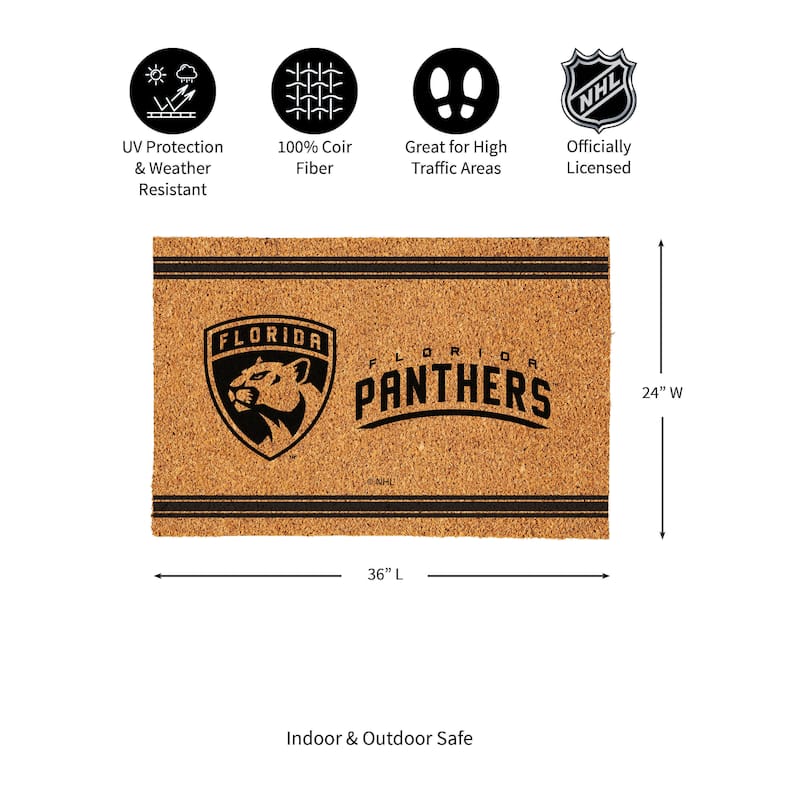 Florida Panthers Monochrome Indoor/Outdoor Coir Door Mat