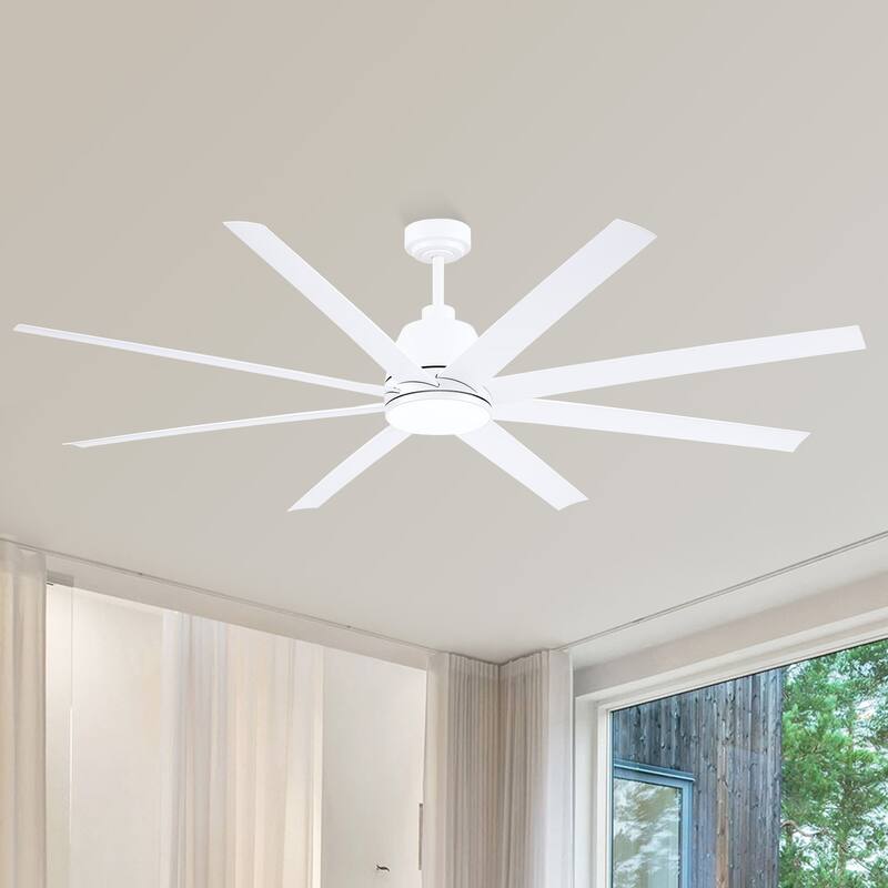 72 Inch Large Ceiling Fan with Light and Remote for Large Living Room Warehouse Outdoor Patio Farmhouse - 72 Inches - White