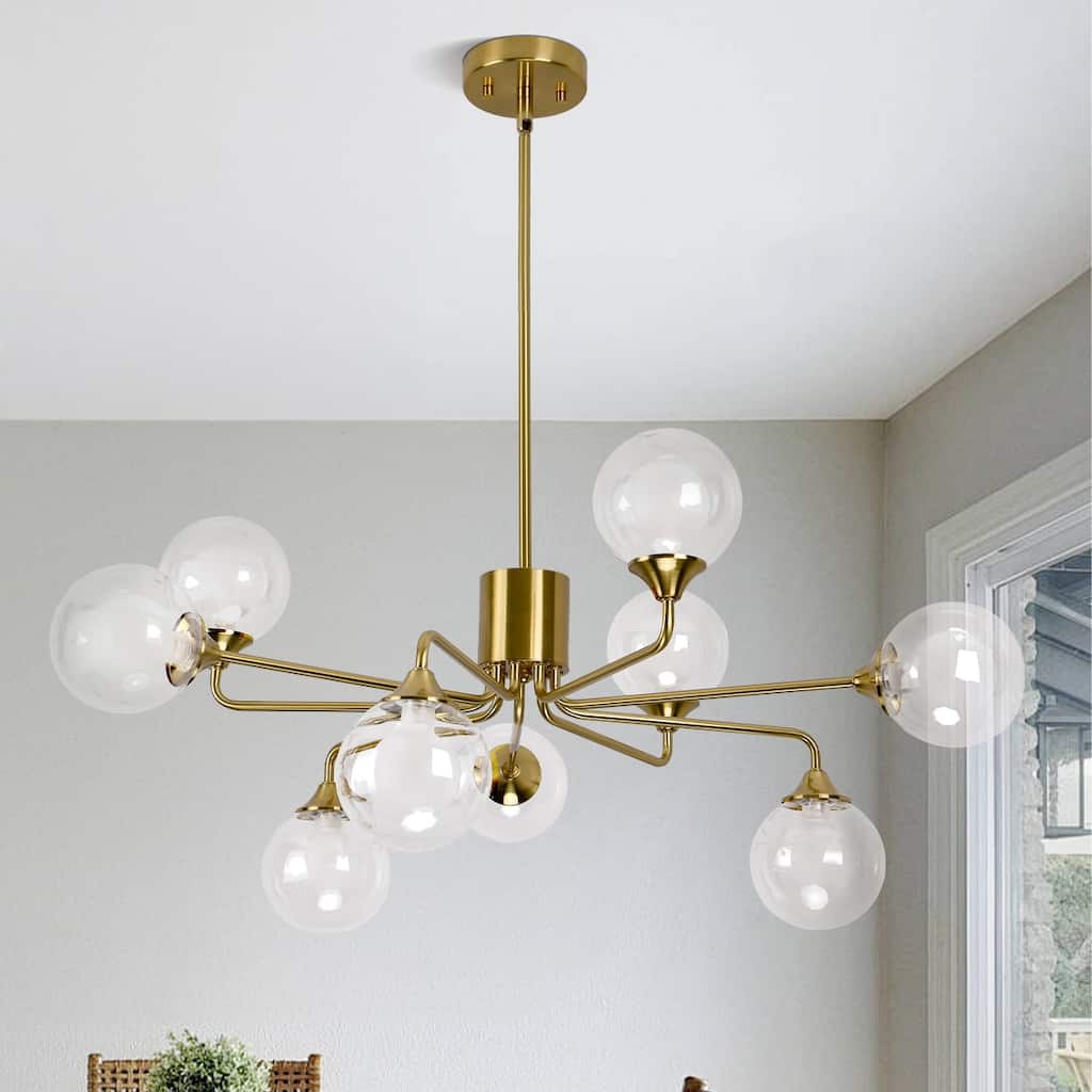 9-Light Sputnik Chandelier - Brass