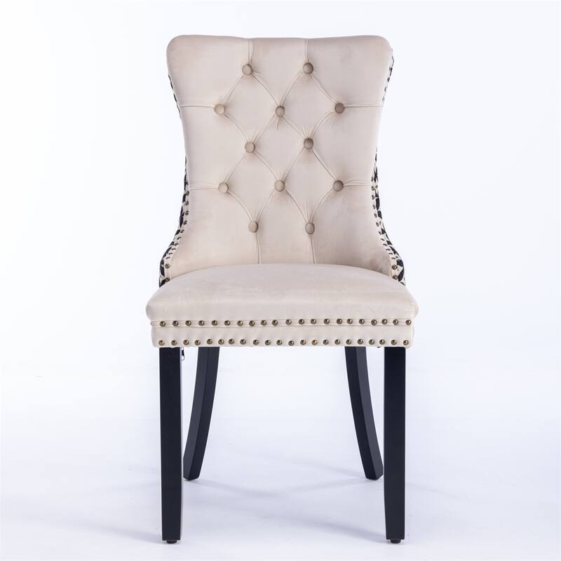 Velvet Dining Chairs,Tufted Solid Wood Upholstered Dining Chair,2PCS
