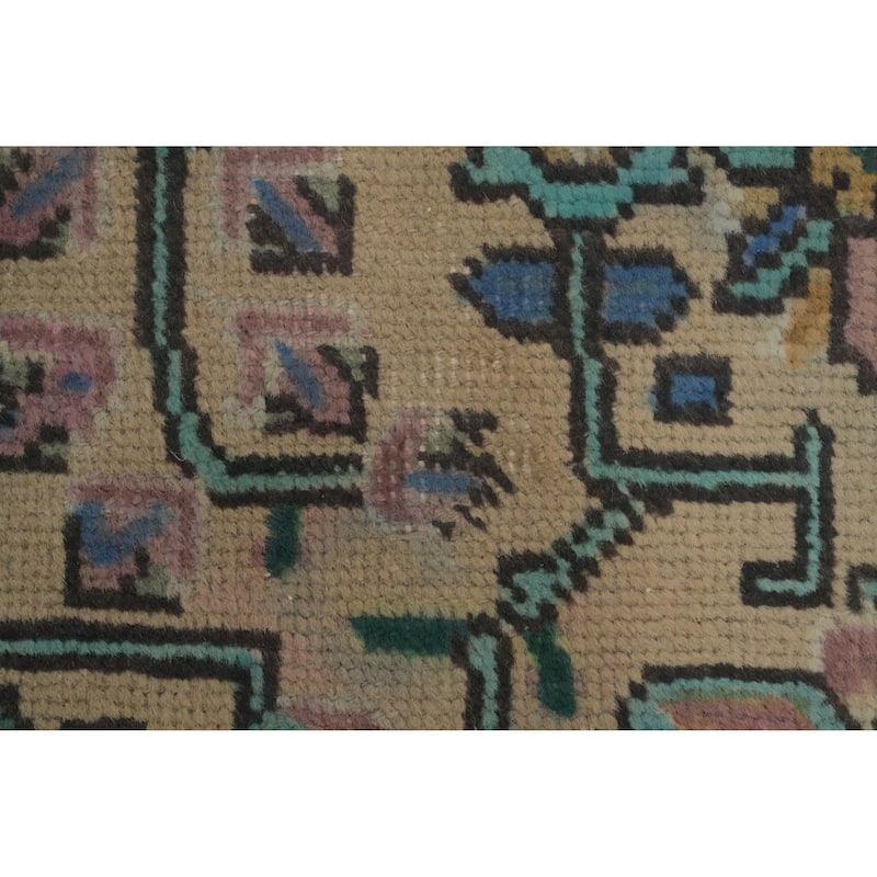Hand Knotted Oriental 100% Wool Carpet Traditional Medallion Peach Tabriz Area Rug - 9' 6'' X 6' 7''