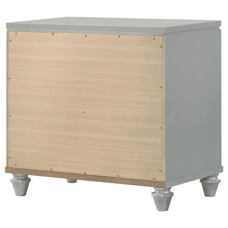 Veronica 2-drawer Nightstand Light Silver
