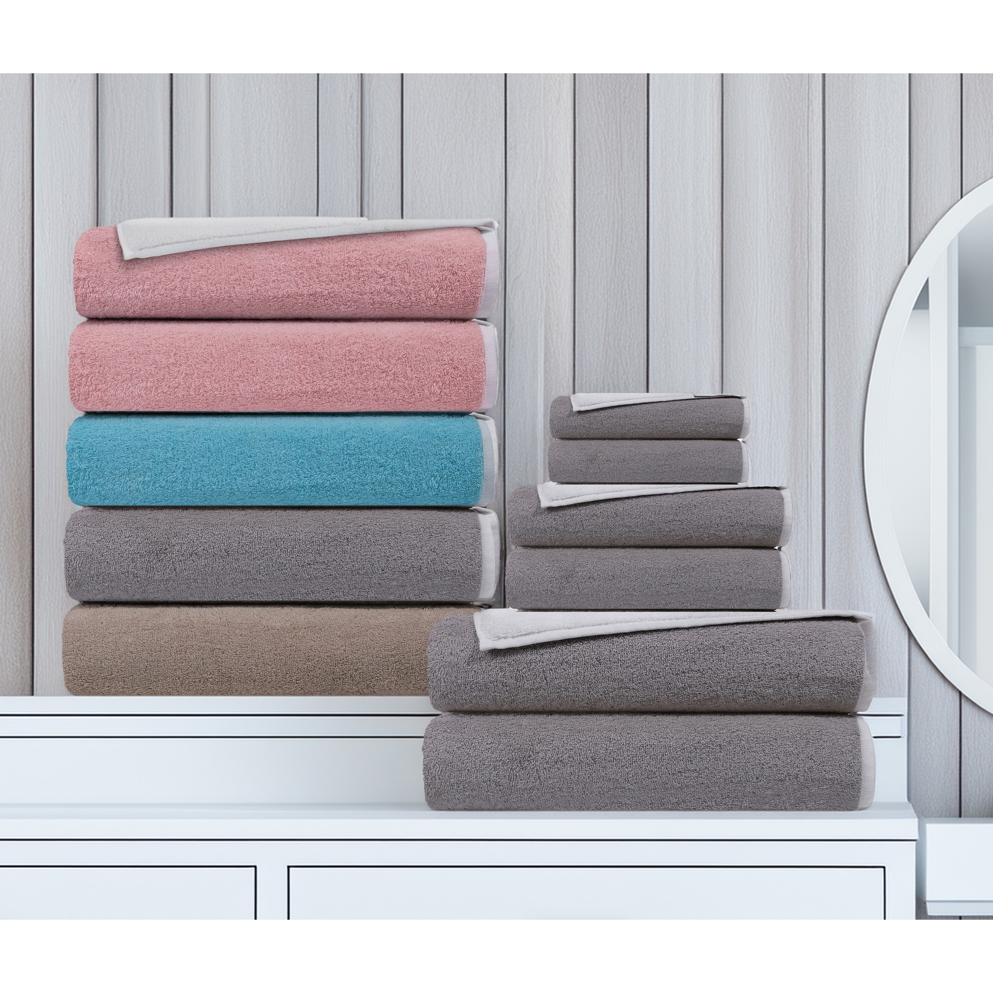 Double Face 4 pcs Turkish Wash Towels Set-image