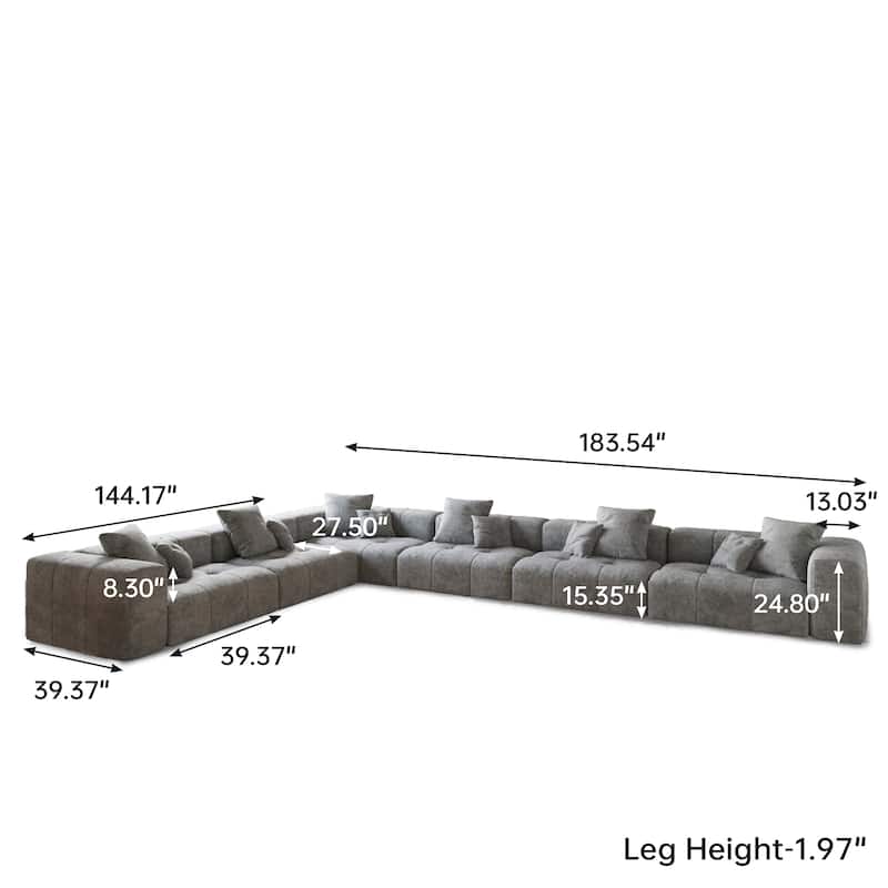 183''W Large Linen Corner Sectional Couch for Living Room Sofa Set