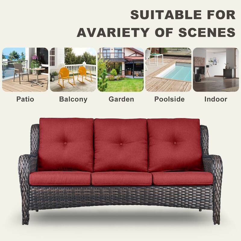 Gymojoy 4-Piece Outdoor Patio Sofa Chair with Coffee Table