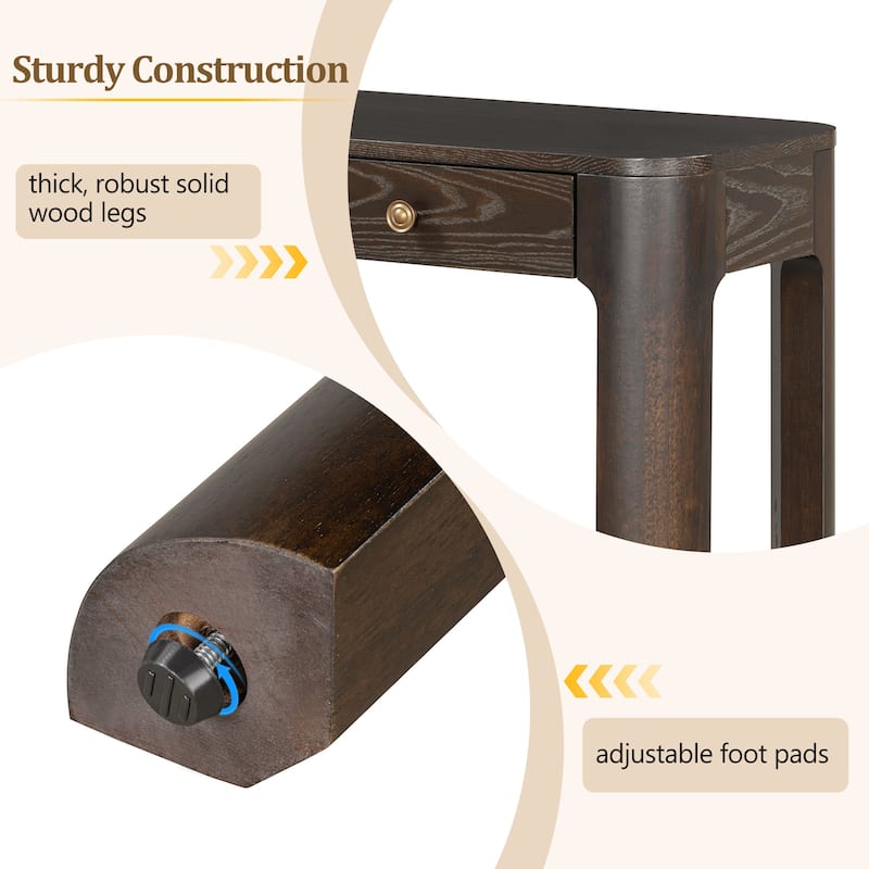 Curved Corners Console Table Entryway Table with 3 Drawers