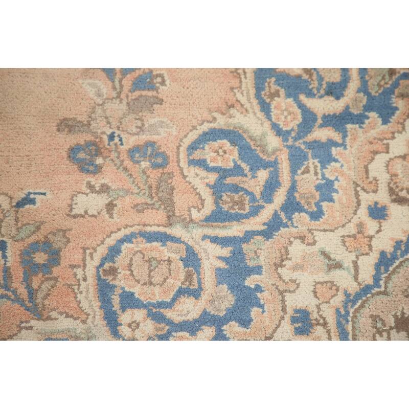 Hand Knotted Oriental 100% Wool Carpet Traditional Floral Peach Hamedan Area Rug - 11' 0'' X 7' 10''