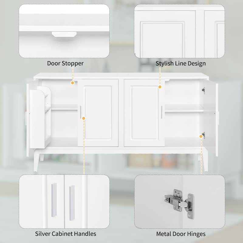 Storage Sideboard Cabinet with Adjustable Shelving and Cable Management