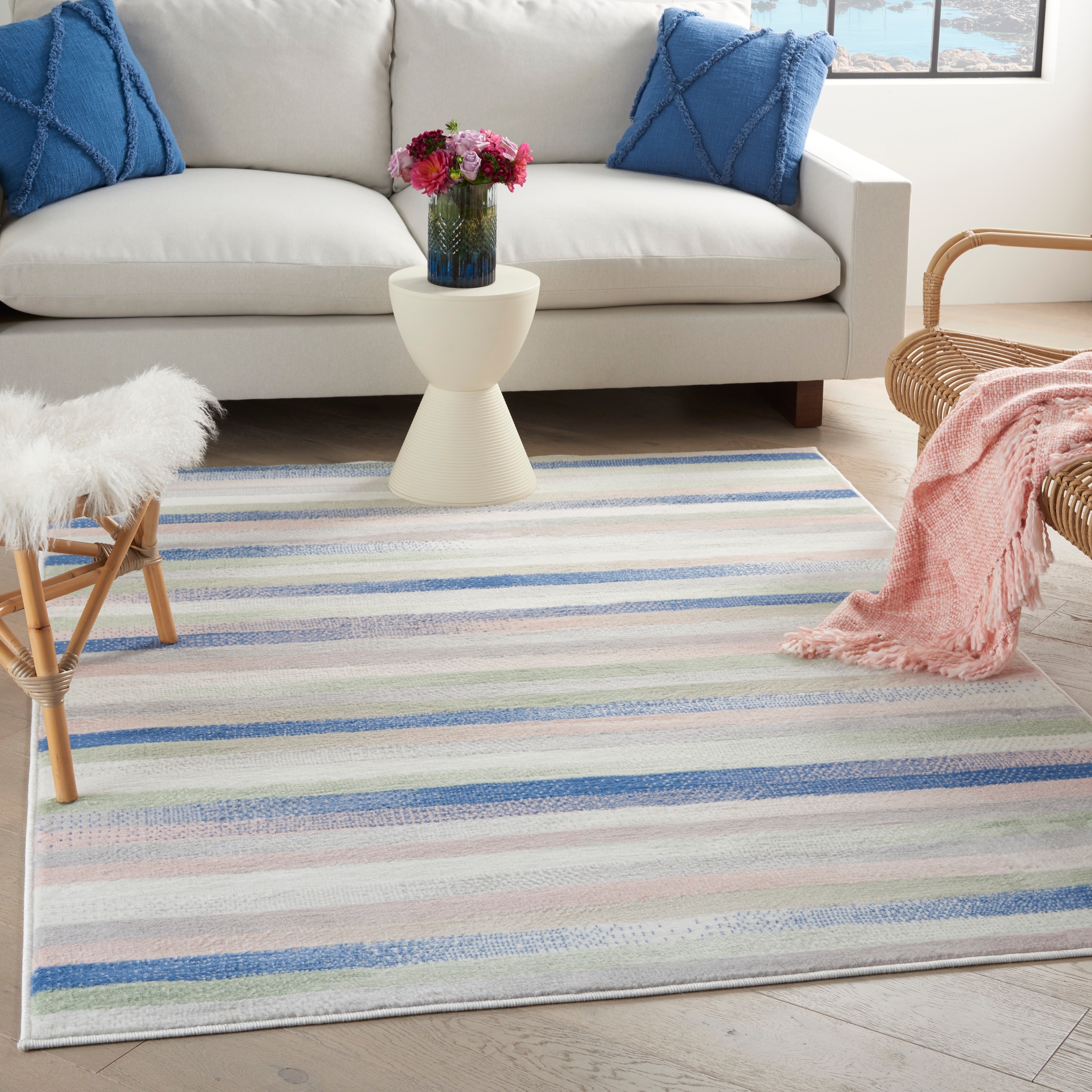Luxe Weavers Abstract Modern Fringe Pink 2x3 Area Rug