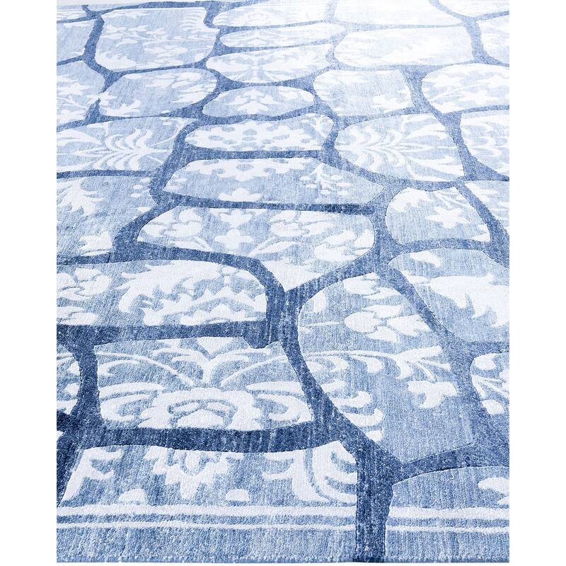 Modern One-of-a-Kind Hand-Knotted Area Rug, Blue - 9' 1" x 12' 3"