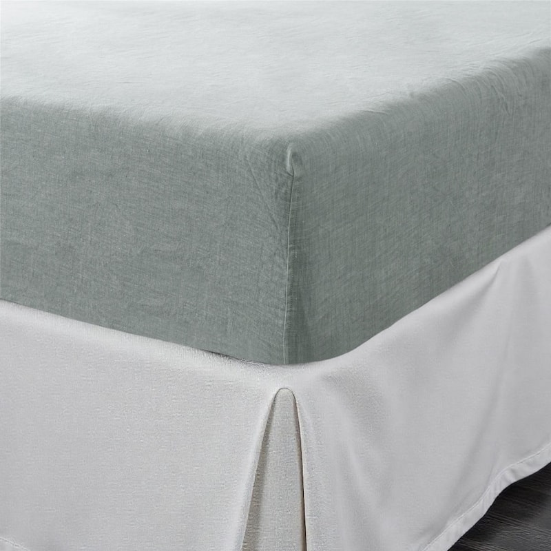 Blue Linen Queen Fitted sheet - Blue - Queen