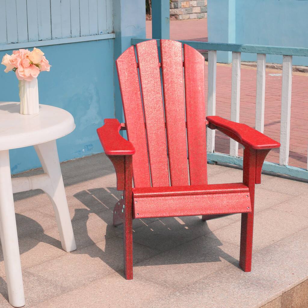 StarX Decor Red Modern Plastic Outdoor Patio Adirondack Chair