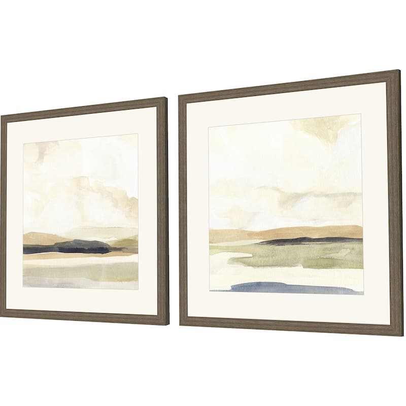 Slate Horizon I S/2 Framed Art Giclee Under Glass - Brown