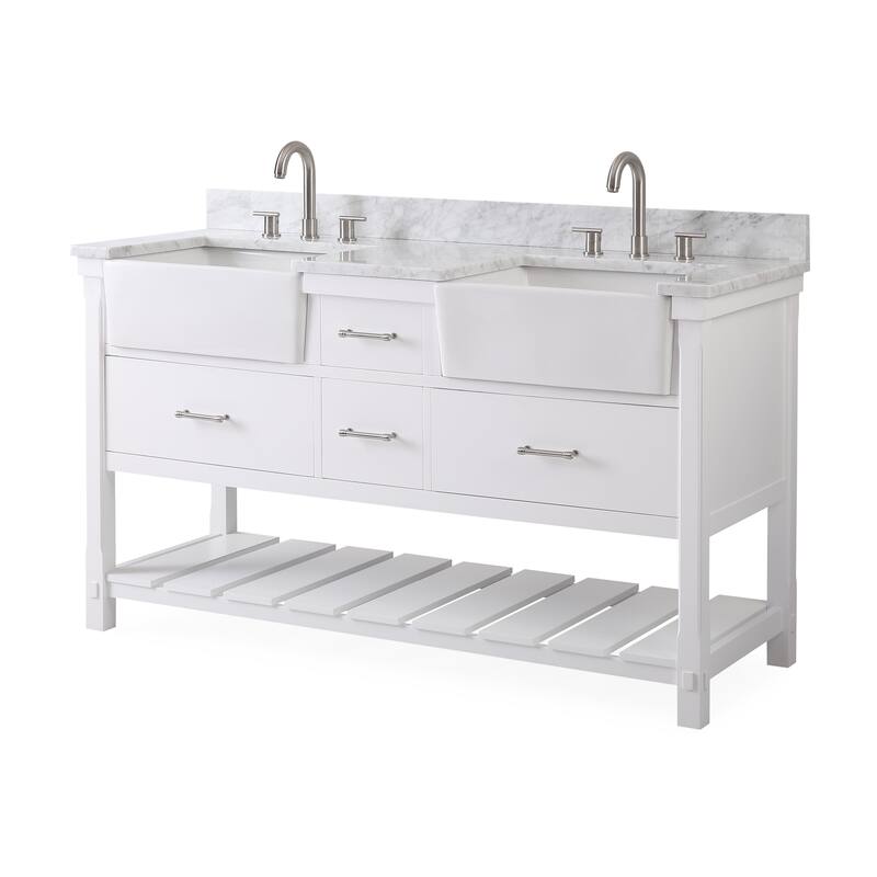 60-Inches Kendia Double Farmhouse Sink Bathroom Vanity