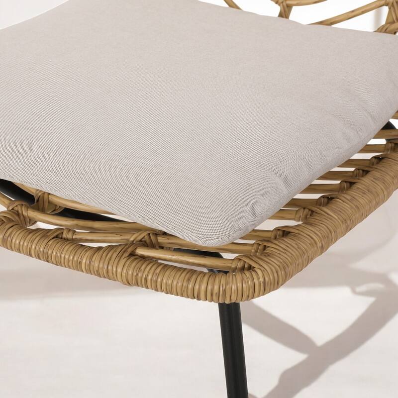 2-Piece Outdoor Dining Chair Set with Water-Resistant Cushions, Gray Rattan & Iron Frame
