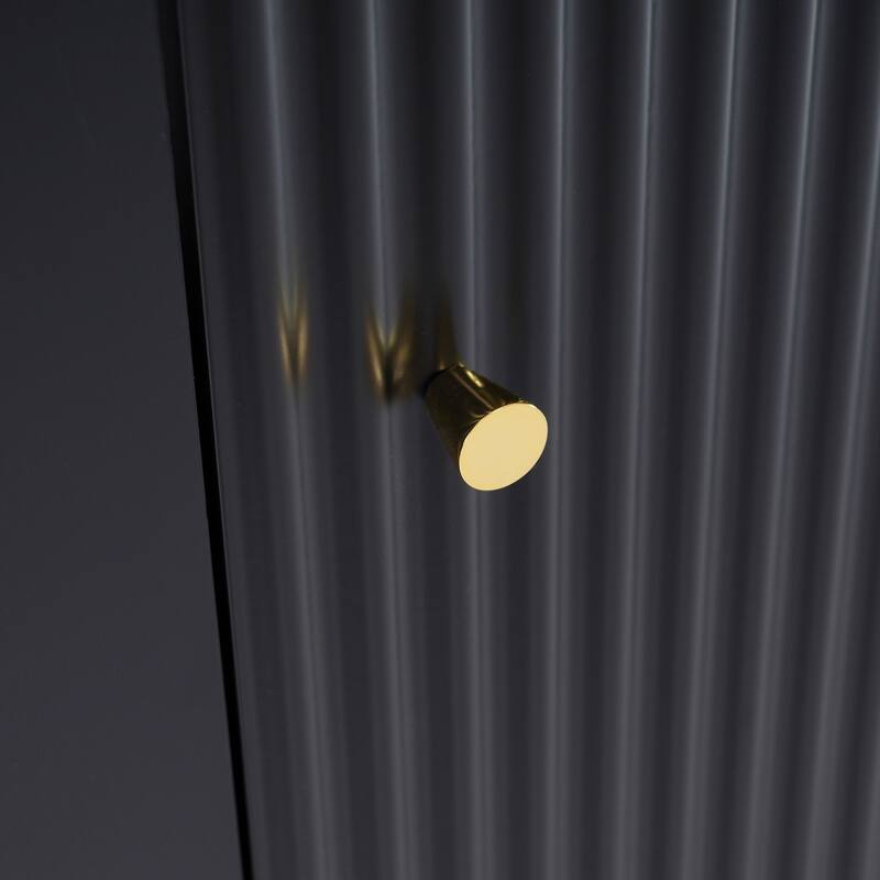 Modern 21.6" Wall-Mounted Bathroom Vanity with Wave-Patterned Door & Rose Gold Handle