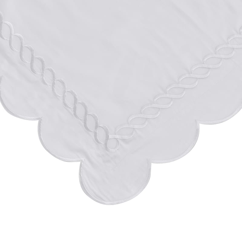 Home Sweet Home Collection 600TC Scallop and Rope Duvet Set and Sham - Full - White Euro Sham - 2 Piece