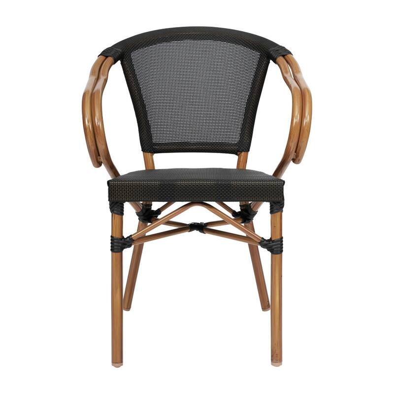 4 Pack All-Weather Commercial Paris Chairs with Arms and Metal Frame