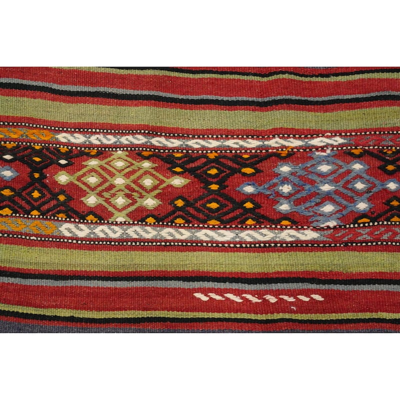 Hand Woven Oriental 100% Wool Carpet Southwestern Tribal Multi-Colored Kilim Area Rug - 7' 4'' X 4' 11''