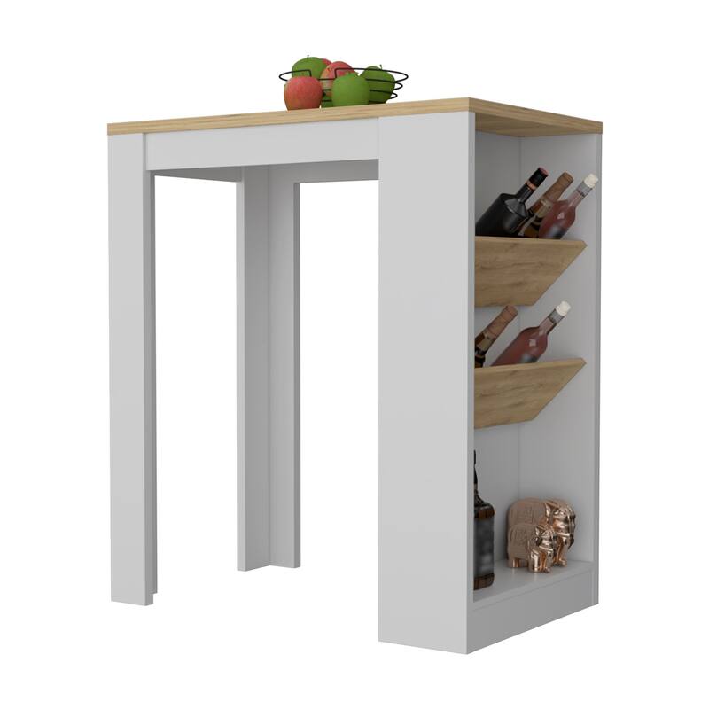 HomeRoots White And Natural 36" Kitchen Island With Storage - 35.80 in. x 41.50 in. x 22.80 in.