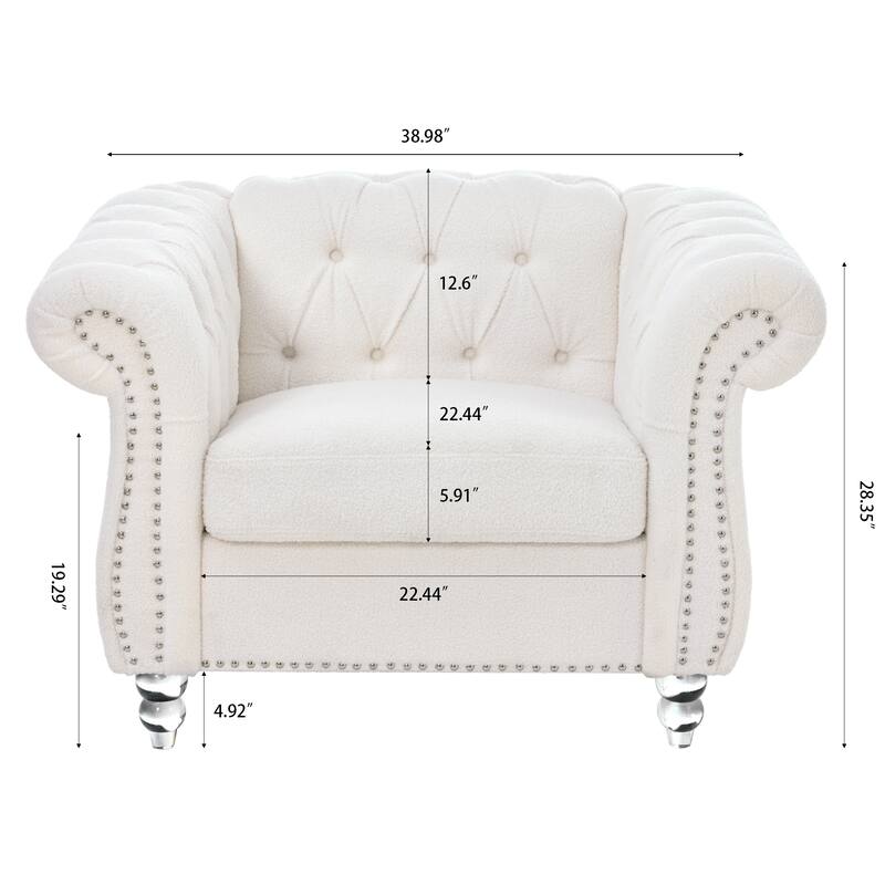 Elegant 1 Seater Chesterfield Sofa with Birch Legs, Perfect for Living Room Comfort and Style
