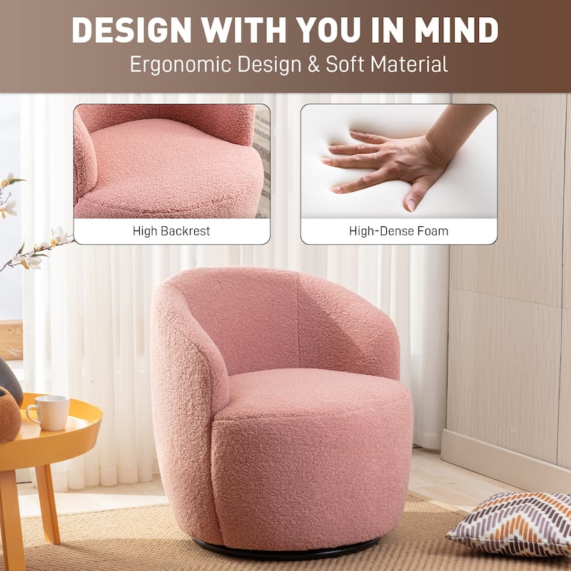 Ouyessir Swivel Barrel Chair Upholstered Armchair (Set of 1)