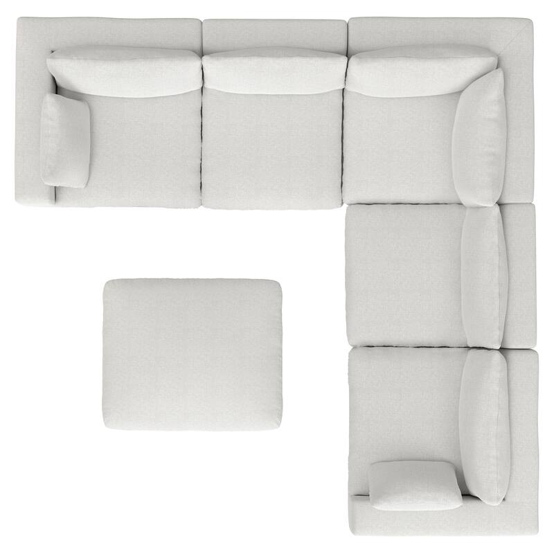 WyndenHall Marlee Corner Sectional Modular Sofa and Ottoman Set in Velvety Chenille Performance Fabric