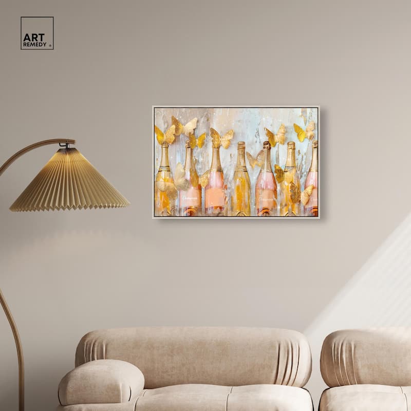 Golden Bright Campagne Line Canvas by Art Remedy
