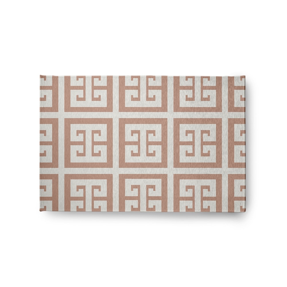 Greek Key Patterned Chenille Rug