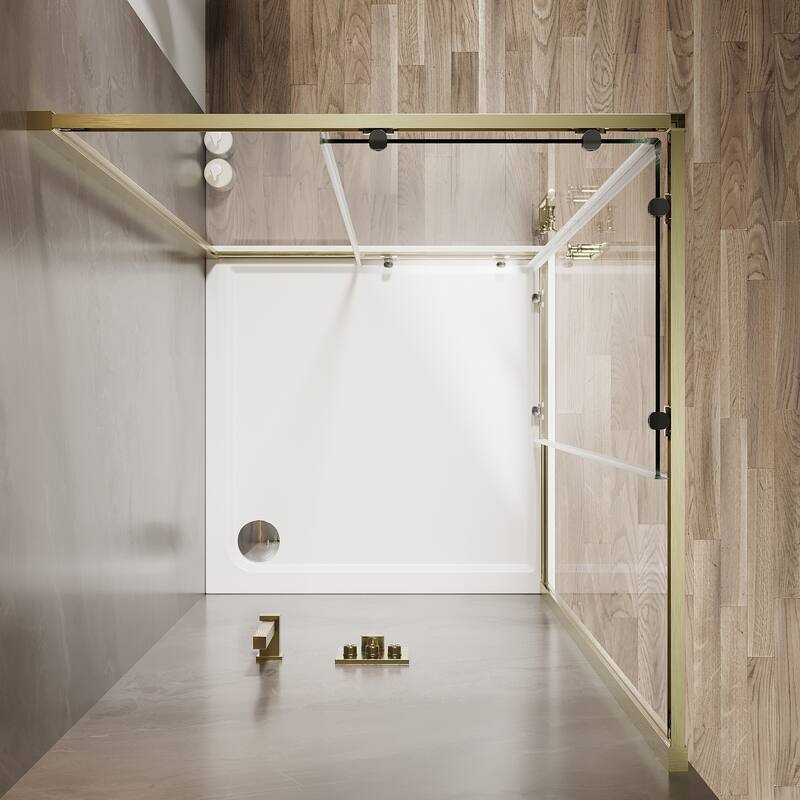 Elegant 36" W x 36" L x 72" H Corner Entry Shower Enclosure Sliding Shower Doors