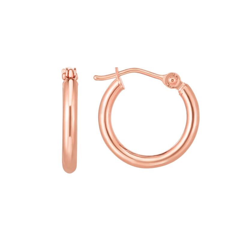 Curata 14k Rose Gold 2x15mm Classic Hoop Earrings