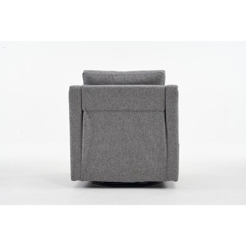 360° Swivel Accent Chair with 1 Back Pillow, Teddy Upholstered Reading Chair with Rivet Trim, Single Sofa Chair for Living Room