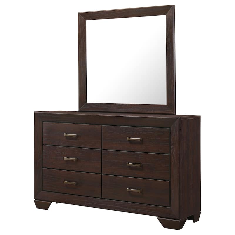 6-Drawer Dark Cocoa Dresser with Mirror, Modern Styling, Spacious Storage Drawers, and Smooth Glide Hardware